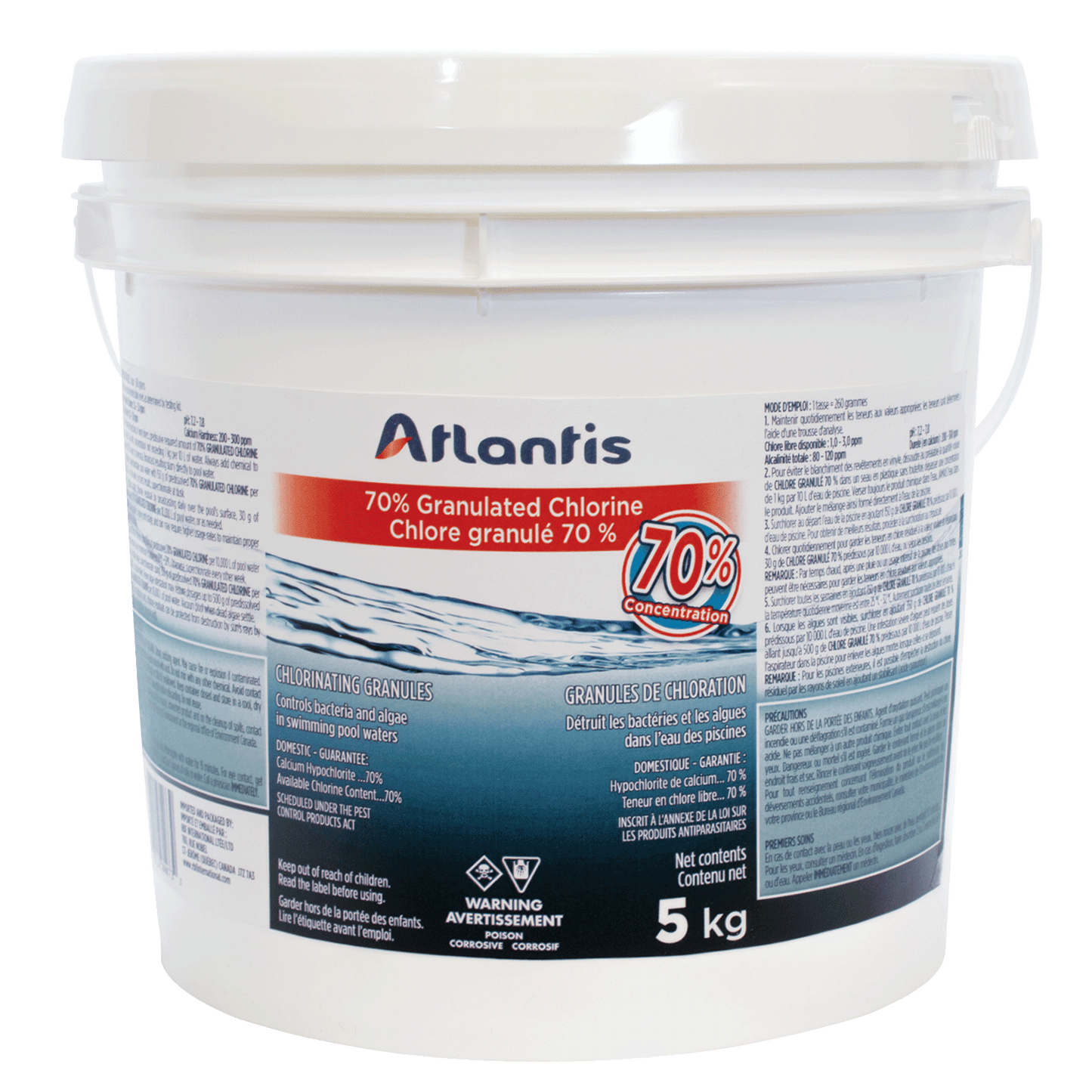 Atlantis 70% Granulated Chlorine 5KG For Swimming Pools