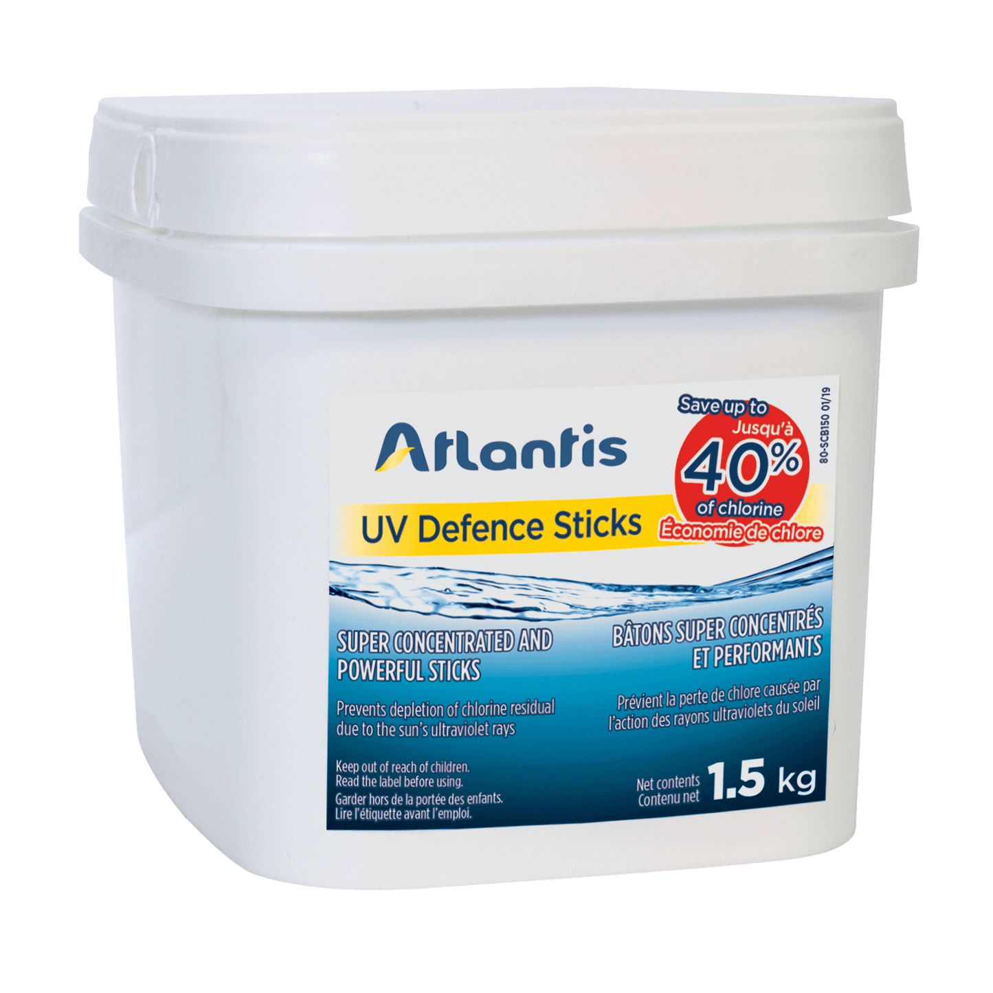 Atlantis UV Defence-Stick (1.5kg) Chlorine Saving Stabilizer for Swimming Pools